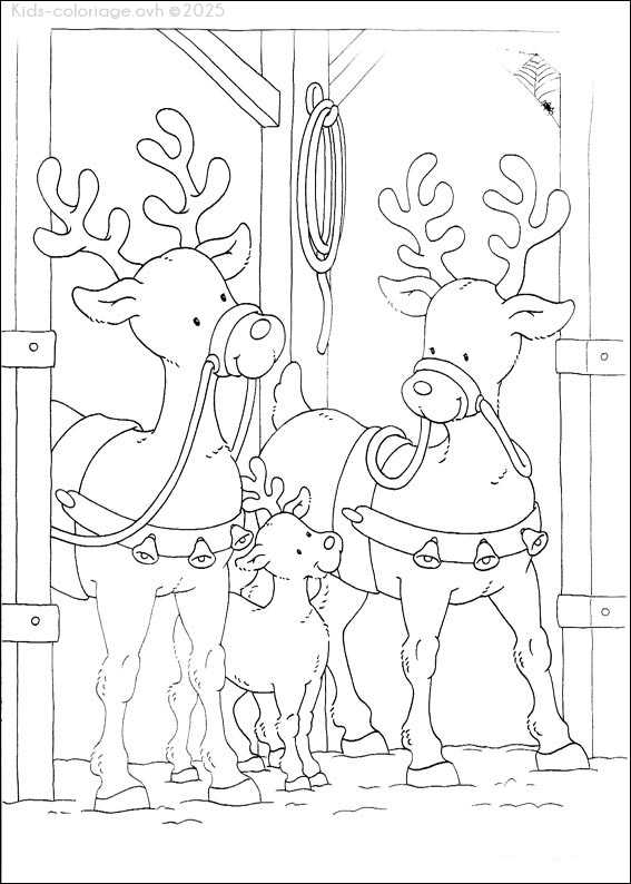 Coloriage à imprimer rennes-noel