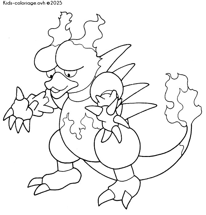 Coloriage à imprimer pokemonflamme