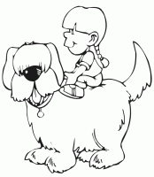  dessin à colorier chien-enfant
