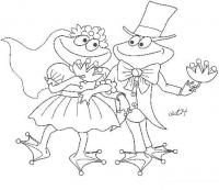  dessin en ligne grenouille-mariage