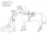 dessin à colorier cheval-cow-girl
