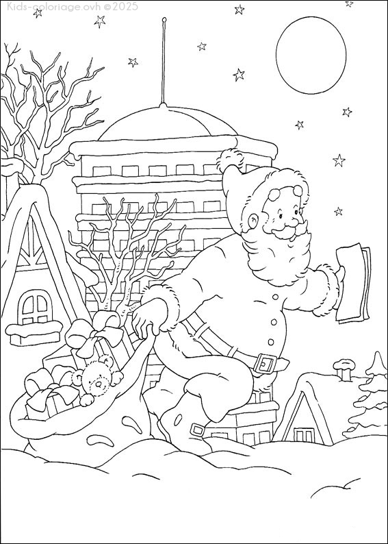 Coloriage à imprimer papa-noel-cadeau