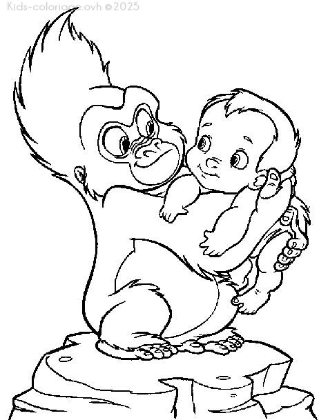 Coloriage à imprimer tarzan-bebe